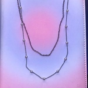layered necklace with pearls